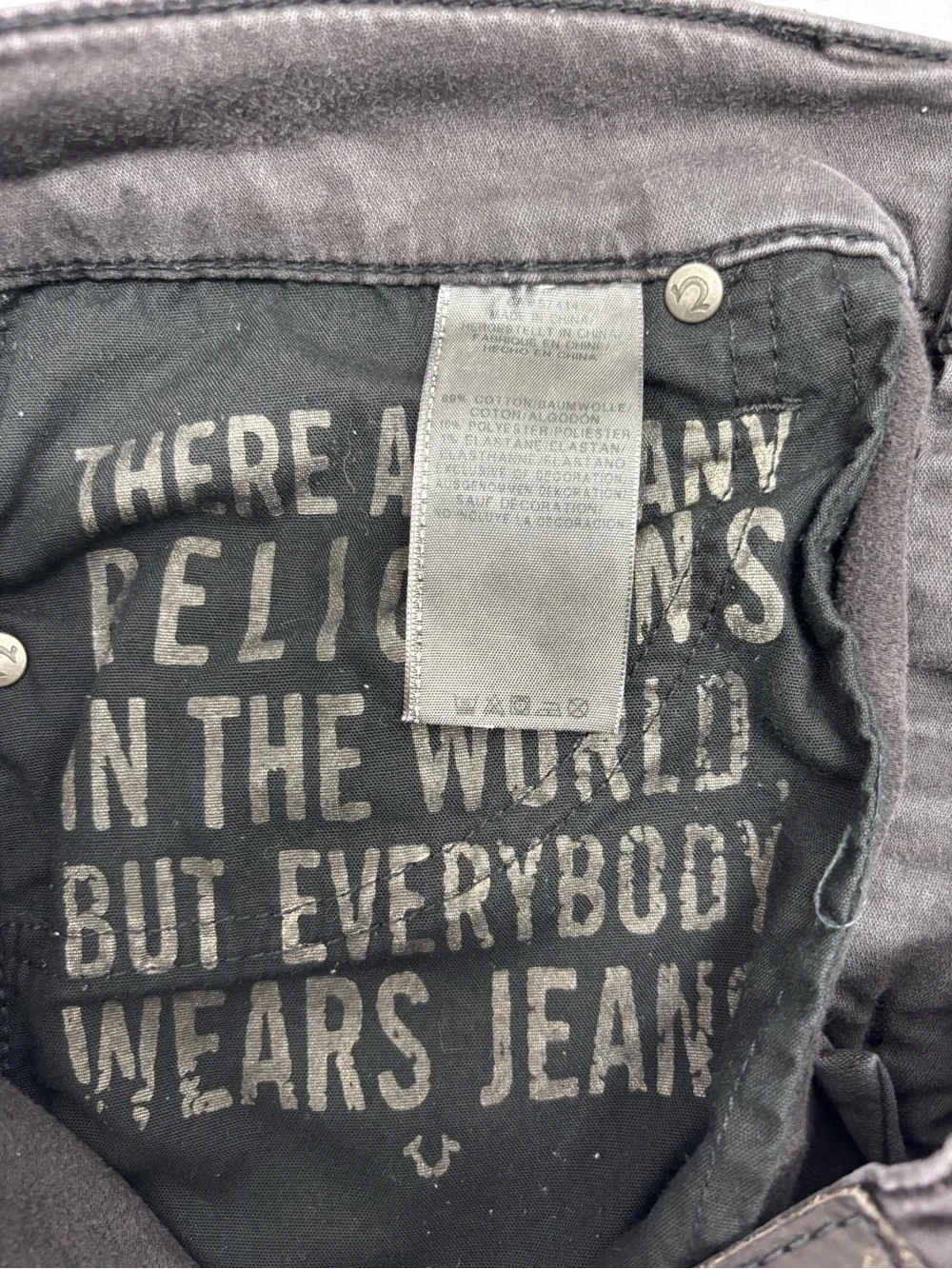 True Religion Biker Jeans Mens Size 32 Charcoal Black Rocco Moto Relaxed Skinny